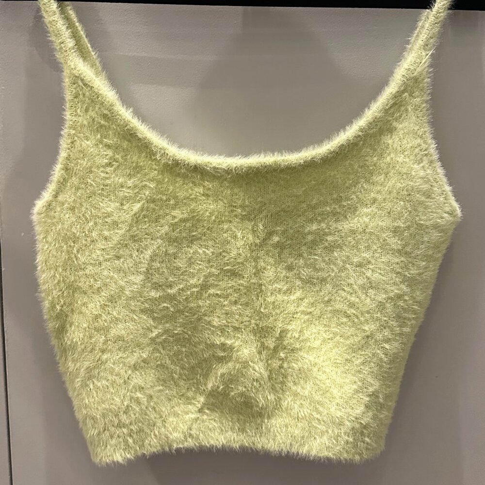 Size M Kendall and Kylie Lime Green Fuzzy Tank Top